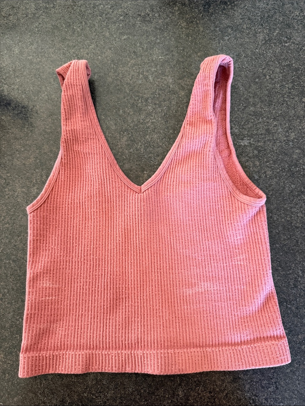 Women's Pink Ribbed V-Neck Tank Top
